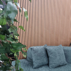 Waterproof Light Oak Slatted Wall Panels – WPC Wood Effect | Fast UK Delivery