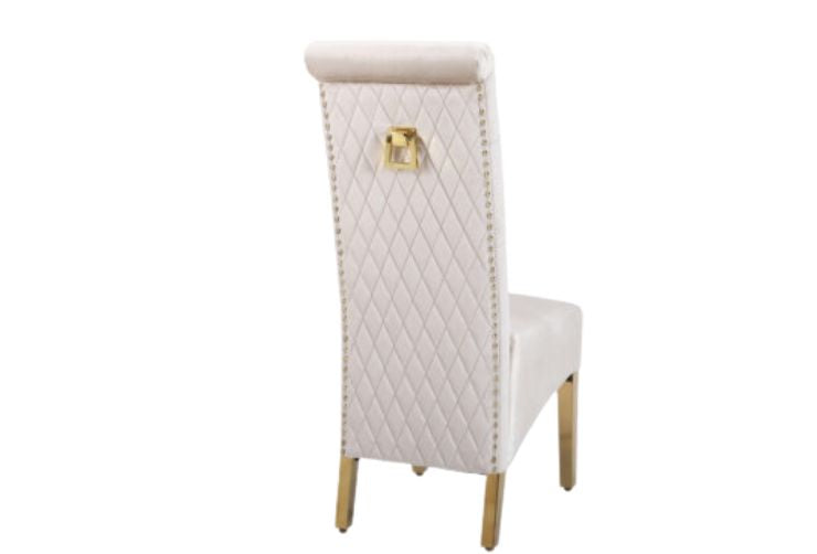 Sofia Square Knocker Dining Chair – Elegant Upholstered Seating - Exclusive Interior