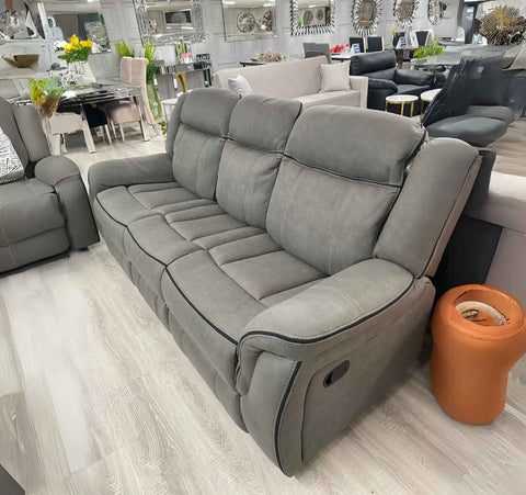 3+2 Grey Suede Leather Recliner Sofa Set