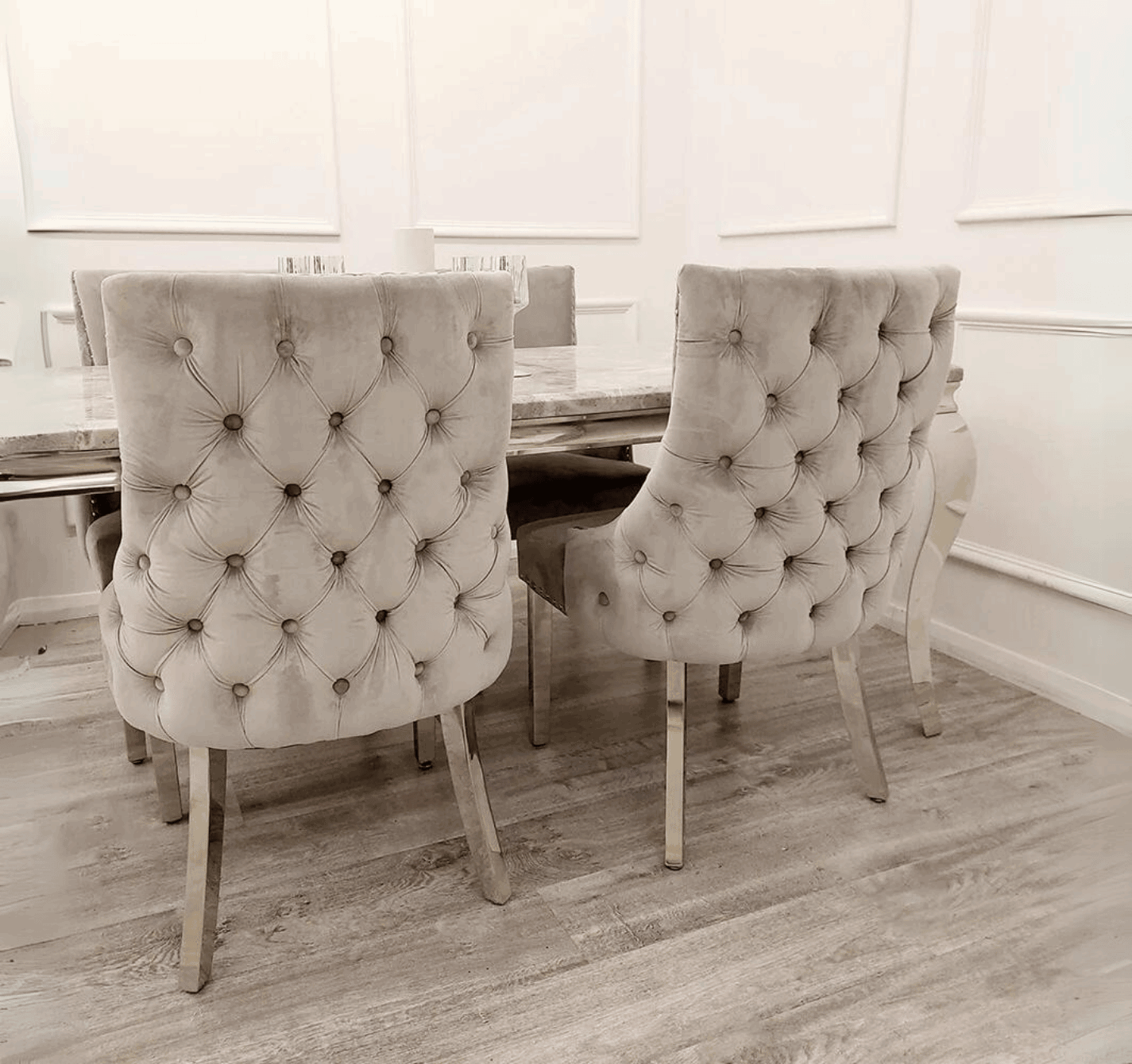Grey Louis Table with Light Grey Kensington Chairs