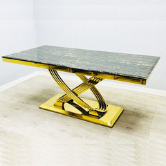 Elina Gold Marble Dining Table