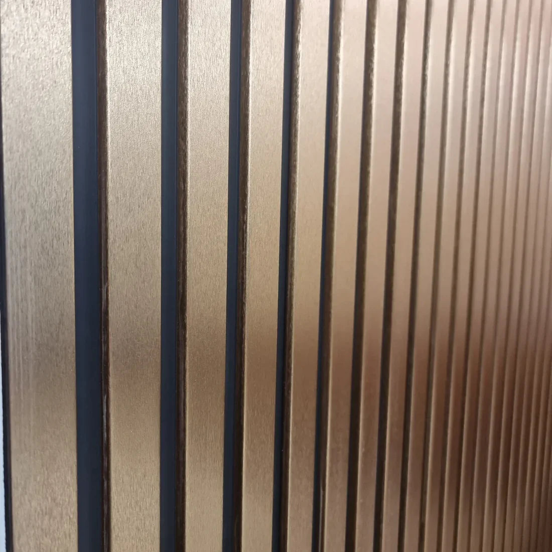 Waterproof Gold/Black Slatted Wall Panels – WPC Wood Effect | Fast UK Delivery