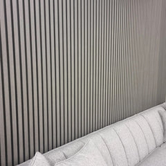Waterproof Ash Grey Slatted Wall Panels – WPC Wood Effect | Fast UK Delivery