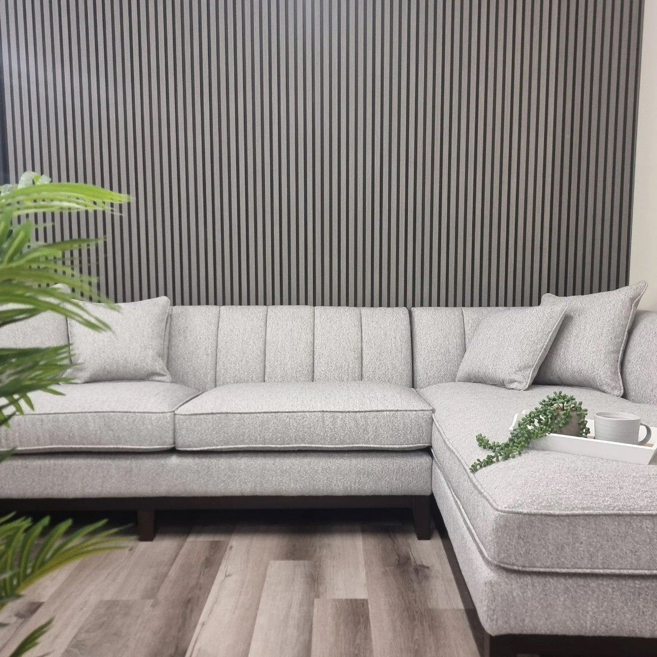Waterproof Ash Grey Slatted Wall Panels – WPC Wood Effect | Fast UK Delivery