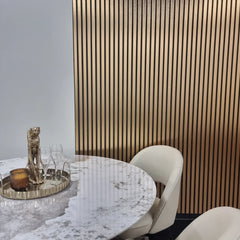 Waterproof Gold/Black Slatted Wall Panels – WPC Wood Effect | Fast UK Delivery