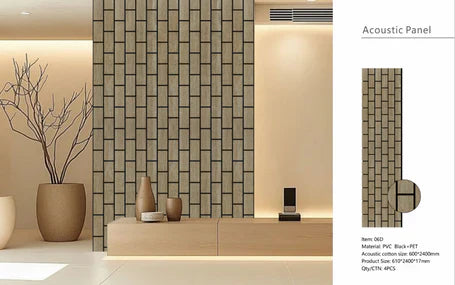 Acoustic Brick Wall Panel - Dark Oak  (60×240 cm) | Soundproofing