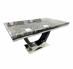 Arial Luxury black and gold dining set featuring marble-style top and elegant chairs solid furniture UK