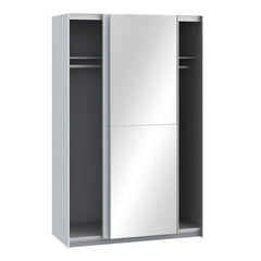 Sliding Feature of Babetta Matt White & Mirrored Sliding Doors Wardrobe