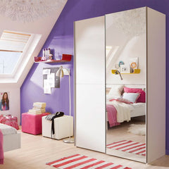 Babetta Matt White & Mirrored Sliding Doors Wardrobe