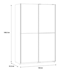 Dimensions of Babetta Matt White & Mirrored Sliding Doors Wardrobe