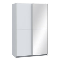 Babetta Matt White and Mirrored Sliding Doors Wardrobe