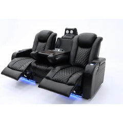 Black 3 Seater Electric Recliner with LED and USB