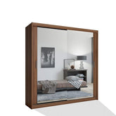 Chicago Walnut Wardrobe with Sliding & Mirror Doors - Fast UK Delivery