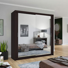 Chicago Wenge Wardrobe with Sliding & Mirror Doors - Fast UK Delivery