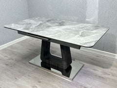 Close-up of grey ceramic tabletop on Zermatt Extendable Dining Table