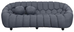 Elegant grey 3-seater sofa with boucle fabric and deep cushions.