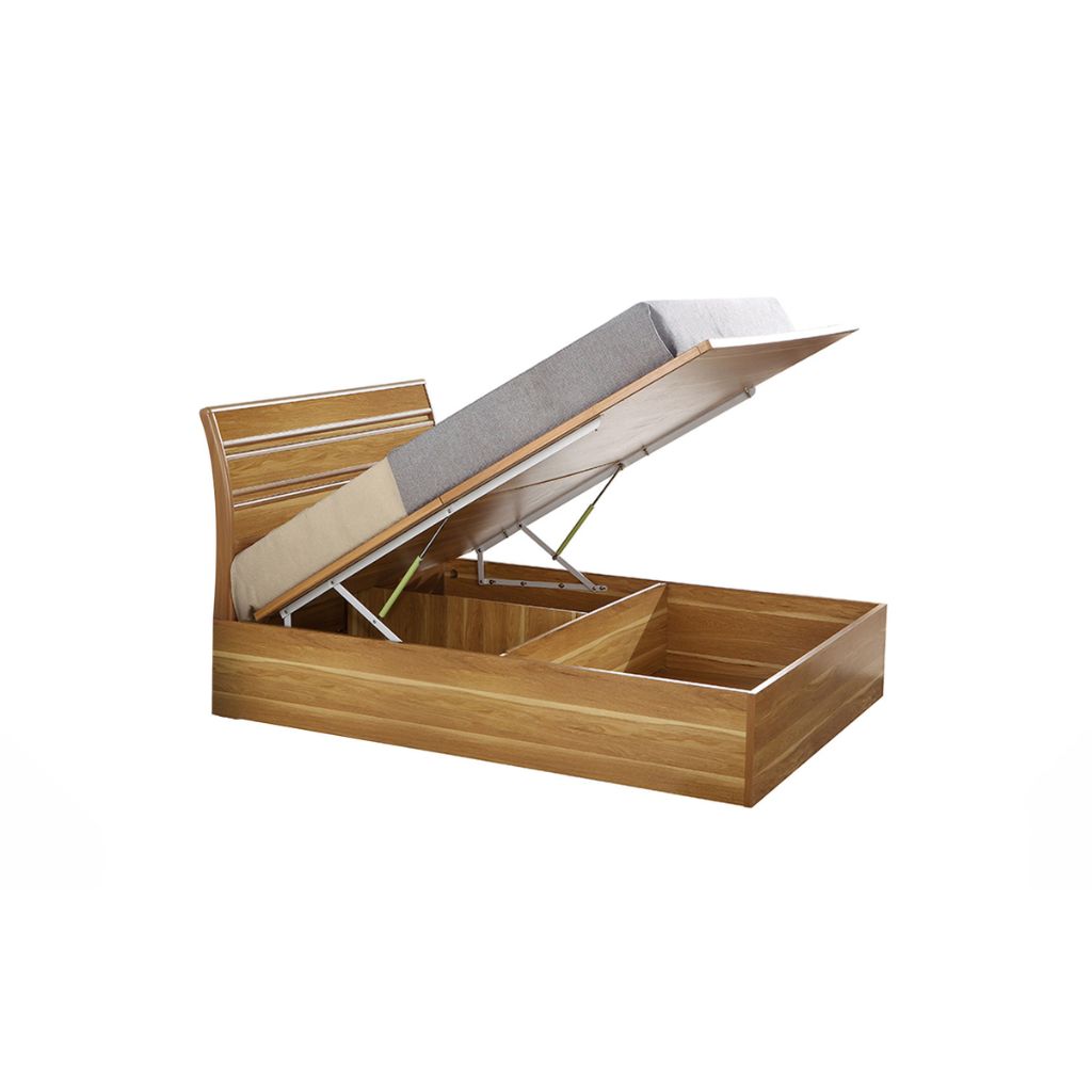 High Gloss Alexandra Oak Bed with Headboard - Fast UK Delivery