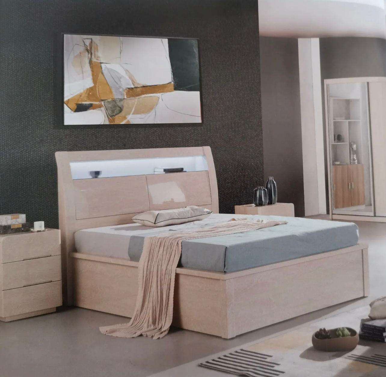 High Gloss Rugby Bed with LED Lights – Modern Storage & Fast UK Delivery