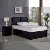 High Gloss Rugby Bed with Leather Headboard | Fast UK Delivery