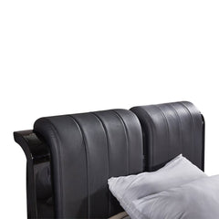 High Gloss Rugby Bed with Leather Headboard | Fast UK Delivery