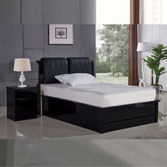 High Gloss Rugby Bed with Leather Headboard | Fast UK Delivery