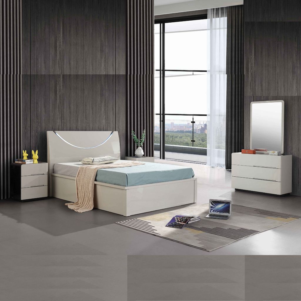 High Gloss White Half Moon Bed – Fast UK Delivery