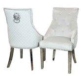 Bentley Chrome Light Grey Velvet Dining Chair SOLID FURNITURE