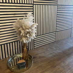 Square Acoustic Wood Wall Panels - Light Oak 60cm x 60cm (4 Pieces) | Fast UK Delivery