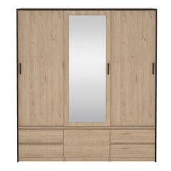 Front View of Line Oak 3 Sliding Doors Wardrobe