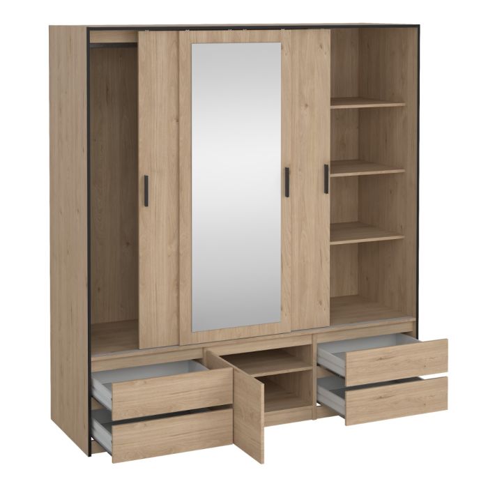Storage View of Line Oak 3 Sliding Doors Wardrobe