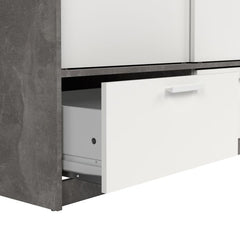 Line White & Concrete Sliding Door Wardrobe - Exclusive Interior