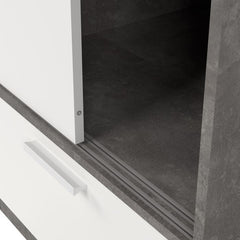 Line White & Concrete Sliding Door Wardrobe - Exclusive Interior