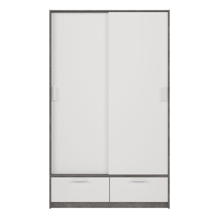 Line White & Concrete Sliding Door Wardrobe - Exclusive Interior