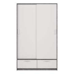 Line White & Concrete Sliding Door Wardrobe - Exclusive Interior