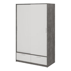 Line White & Concrete Sliding Door Wardrobe - Exclusive Interior