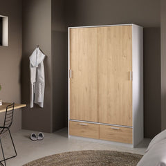 Line White & Oak Sliding Door Wardrobe
