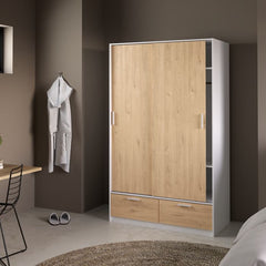 Line White & Oak 2 Sliding Door Wardrobe