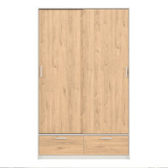 Front View of Line White & Oak Sliding Door Wardrobe