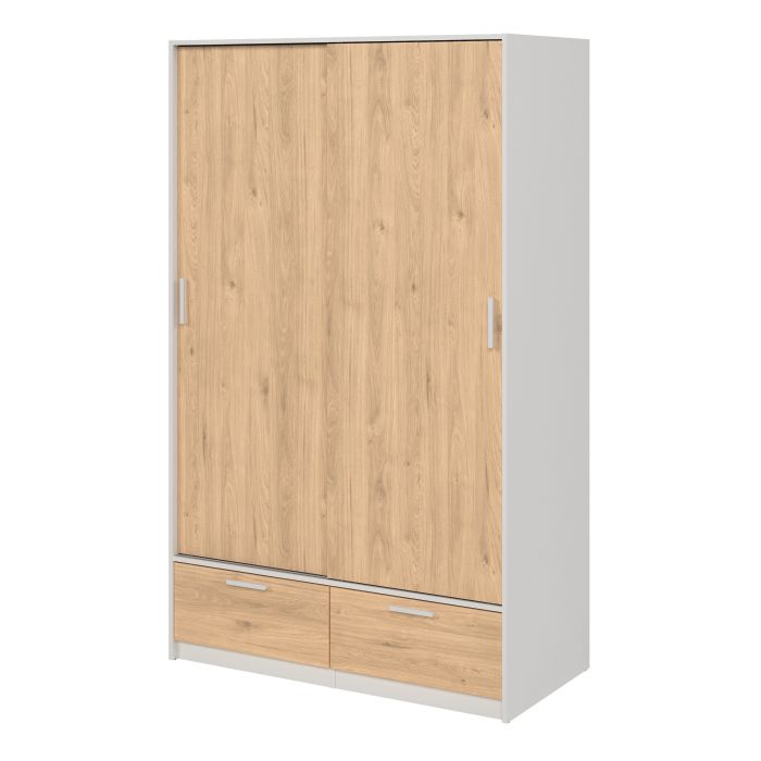 Side Look of Line White & Oak Sliding Door Wardrobe