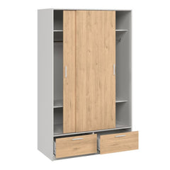 Line White & Oak with 2 Sliding Door Wardrobe with 2 Drawers