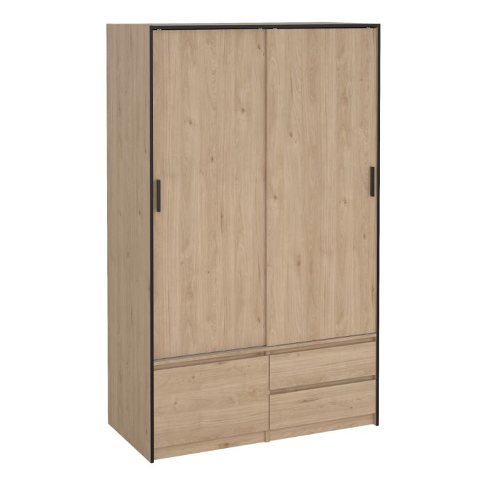 Sleek oak wardrobe with sliding doors perfect for compact bedrooms. solid furniture UK