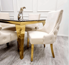Louis Gold Black & Gold Marble Table with Kensington Dining Chair