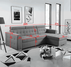 Luca Sofa Bed With Storage Space Measurements