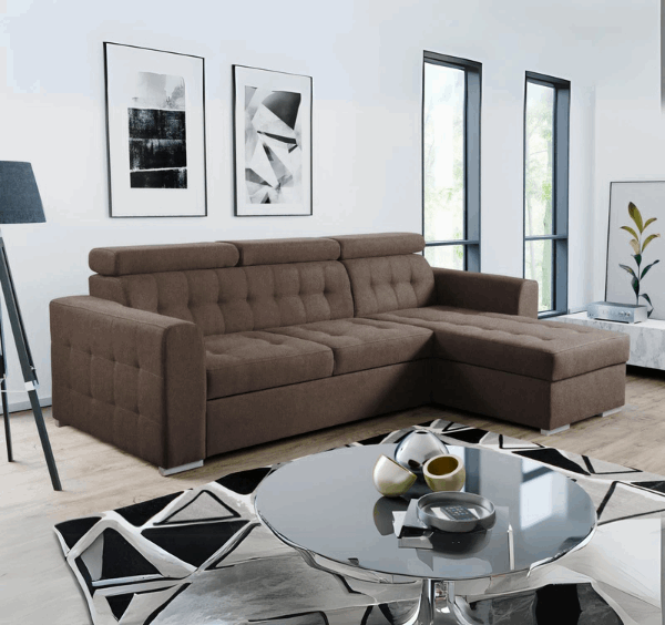 Luca Sofa Bed With Storage Space Brown Black