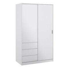 Naia High Gloss White 2 Doors Wardrobe with 3 drawers solid furniture UK