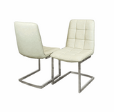 Pair of Tara Cream Faux Leather Dining Chair Solid Furniture Uk