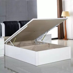 High Gloss Rugby Bed with Leather Headboard | Fast UK Delivery