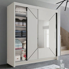 Nicole White Wardrobe with Sliding & Mirror Door | Fast UK Delivery