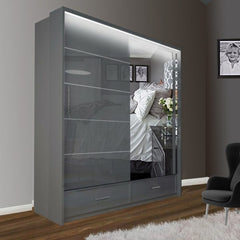 SYCYLIA 150cm Sliding Wardrobe with Mirror Door – Fast UK Delivery