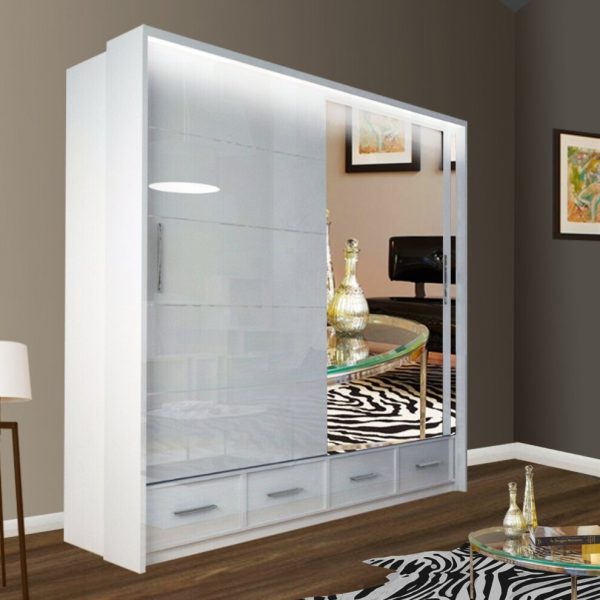 SYCYLIA 205cm Sliding Wardrobe with Mirror Door – Fast UK Delivery